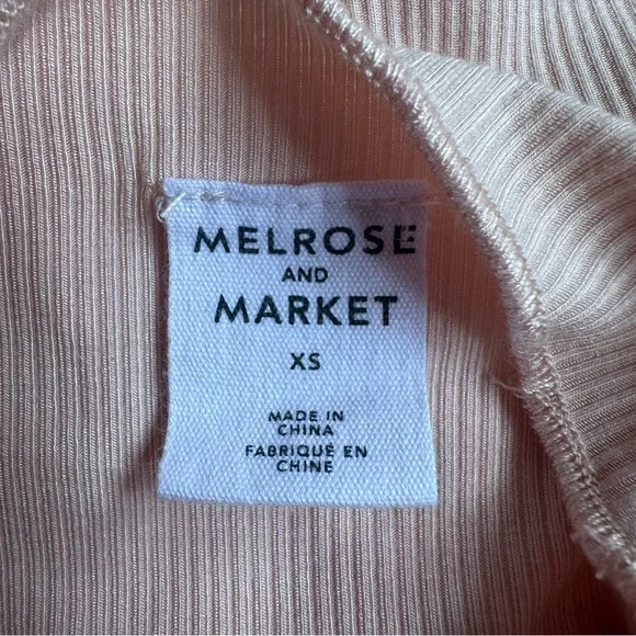 Melrose & Market Pink Long Sleeve Ribbed Stretch Blouse Top Size XS Coquette EUC - Picture 4 of 5